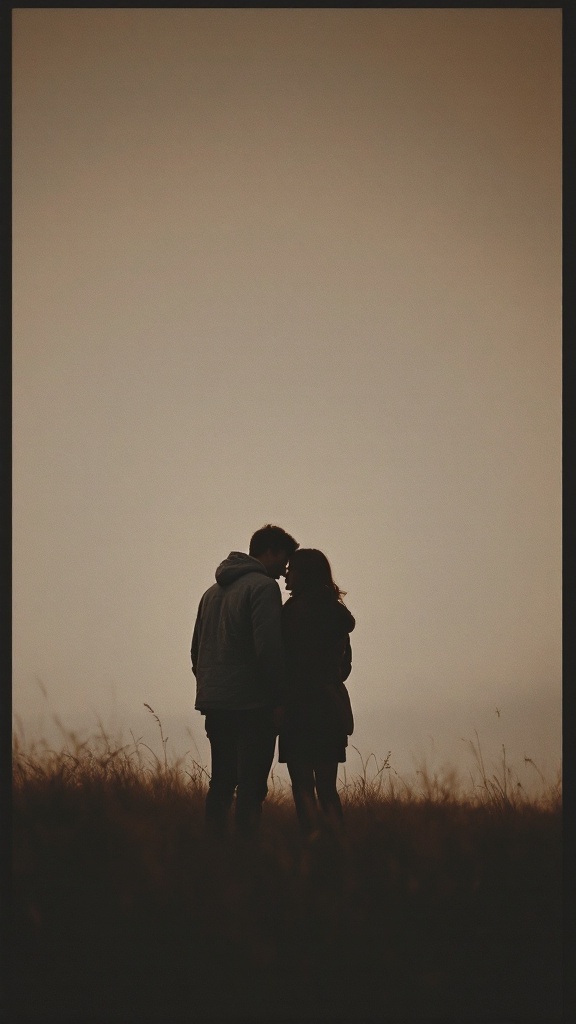 A silhouette of a couple embracing, symbolizing love and connection.