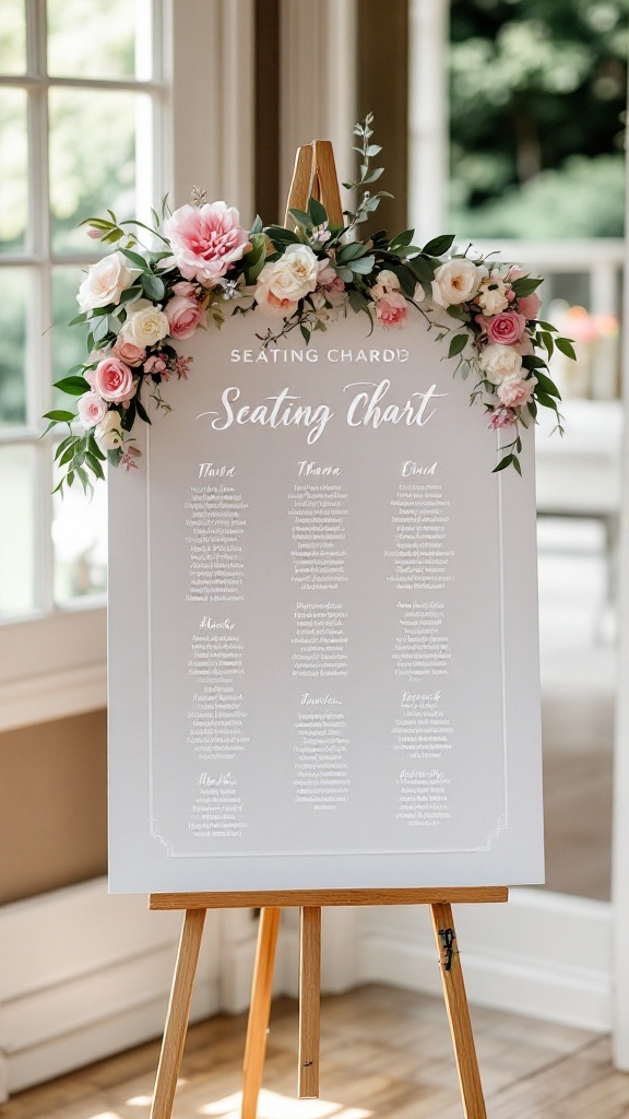 Elegant seating chart with floral decoration