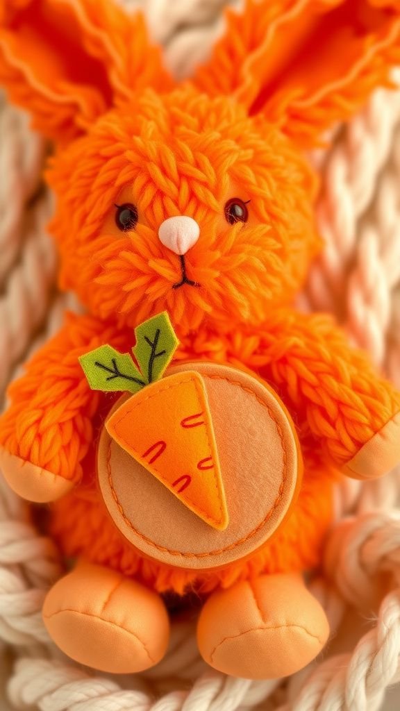 Carrot pouch bunny with secret stash pocket