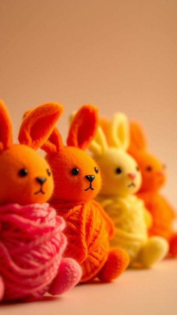 Ombre dyed yarn bunnies that fade like sunsets