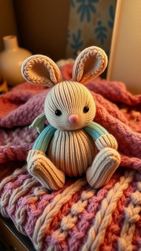 Upcycled sweater bunny plush from old knits