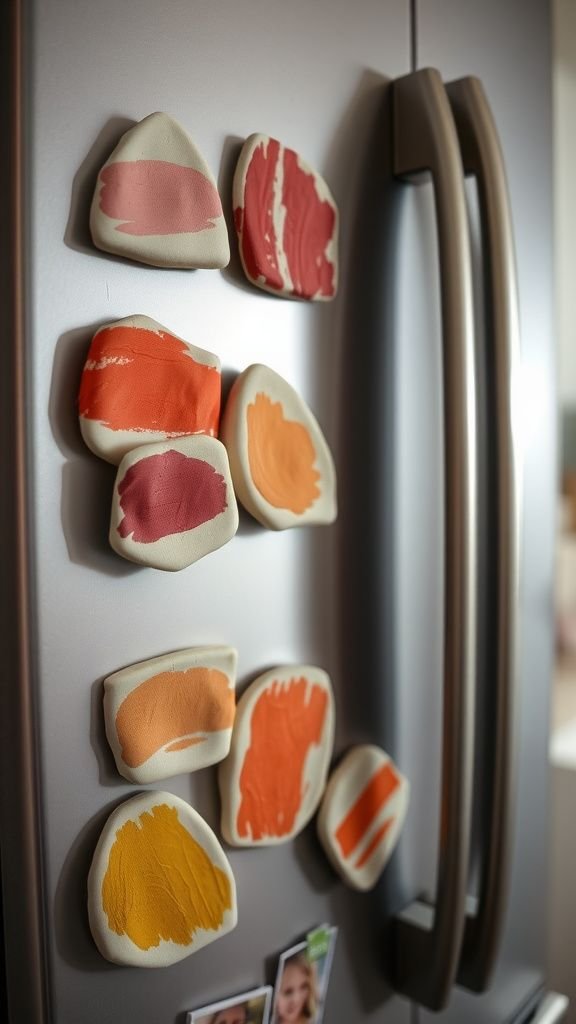 Fridge magnets with painted abstract marks