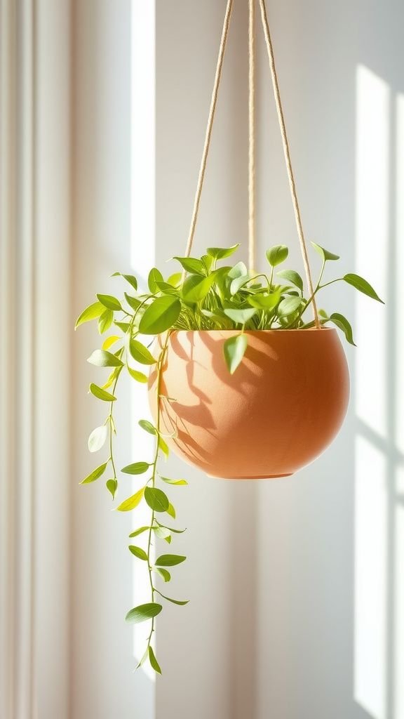 Hanging planters with smooth rounded silhouettes