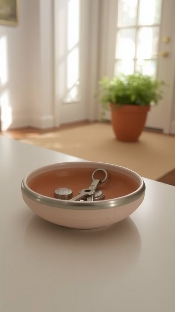 Key dishes with a brushed metallic edge finish