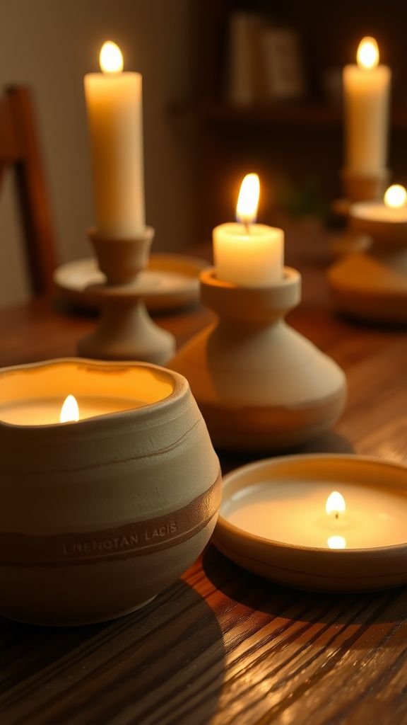 Sculpted candle holders with soft, uneven rims