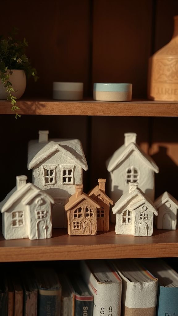 Tiny houses for shelves and tabletop nooks