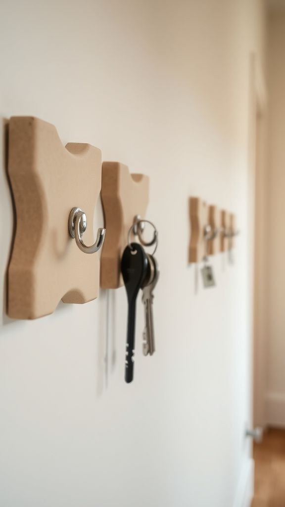 Wall-mounted key hooks with clay bases