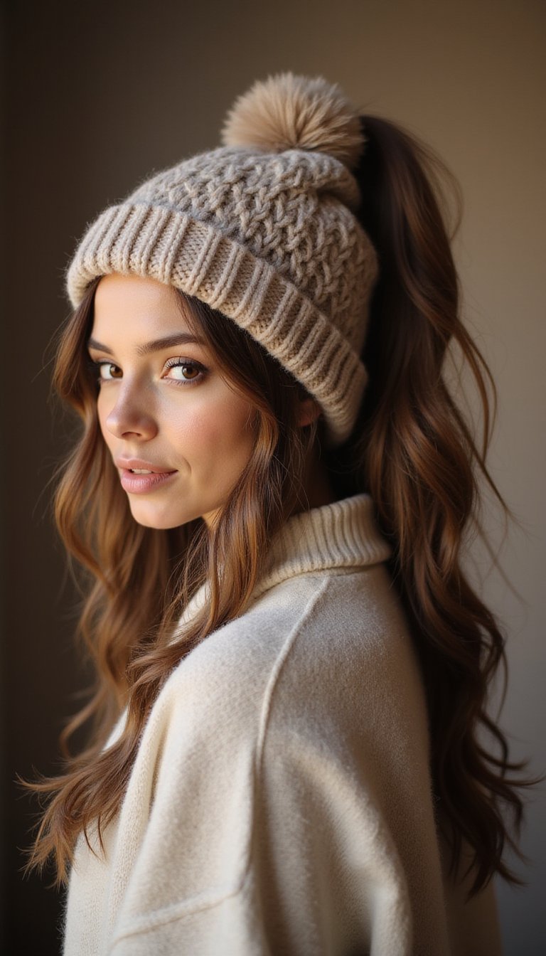 High Pony With A Pouf For Beanie Days