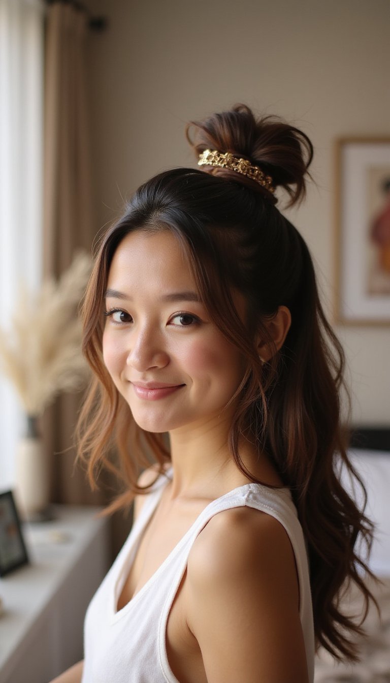 Bedhead Chic Half-Bun With Accent Claw