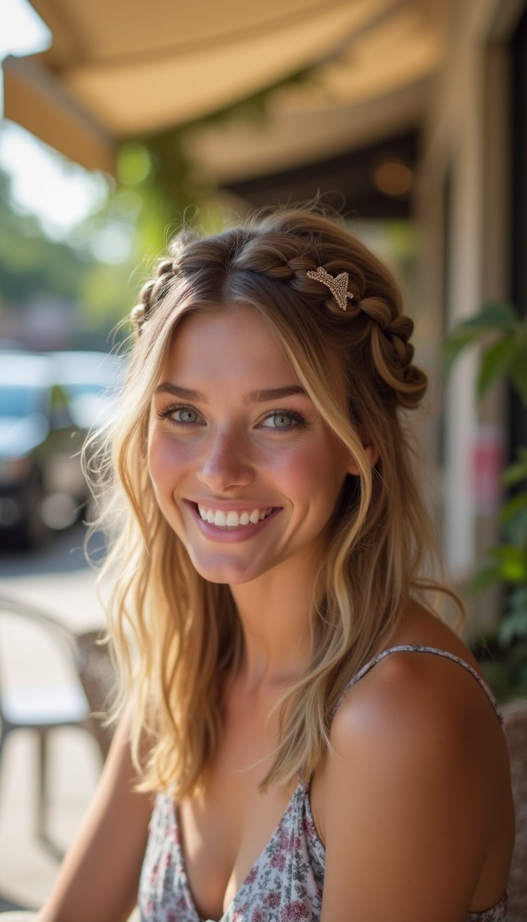 Braided Half-Up With Claw Clip Accent