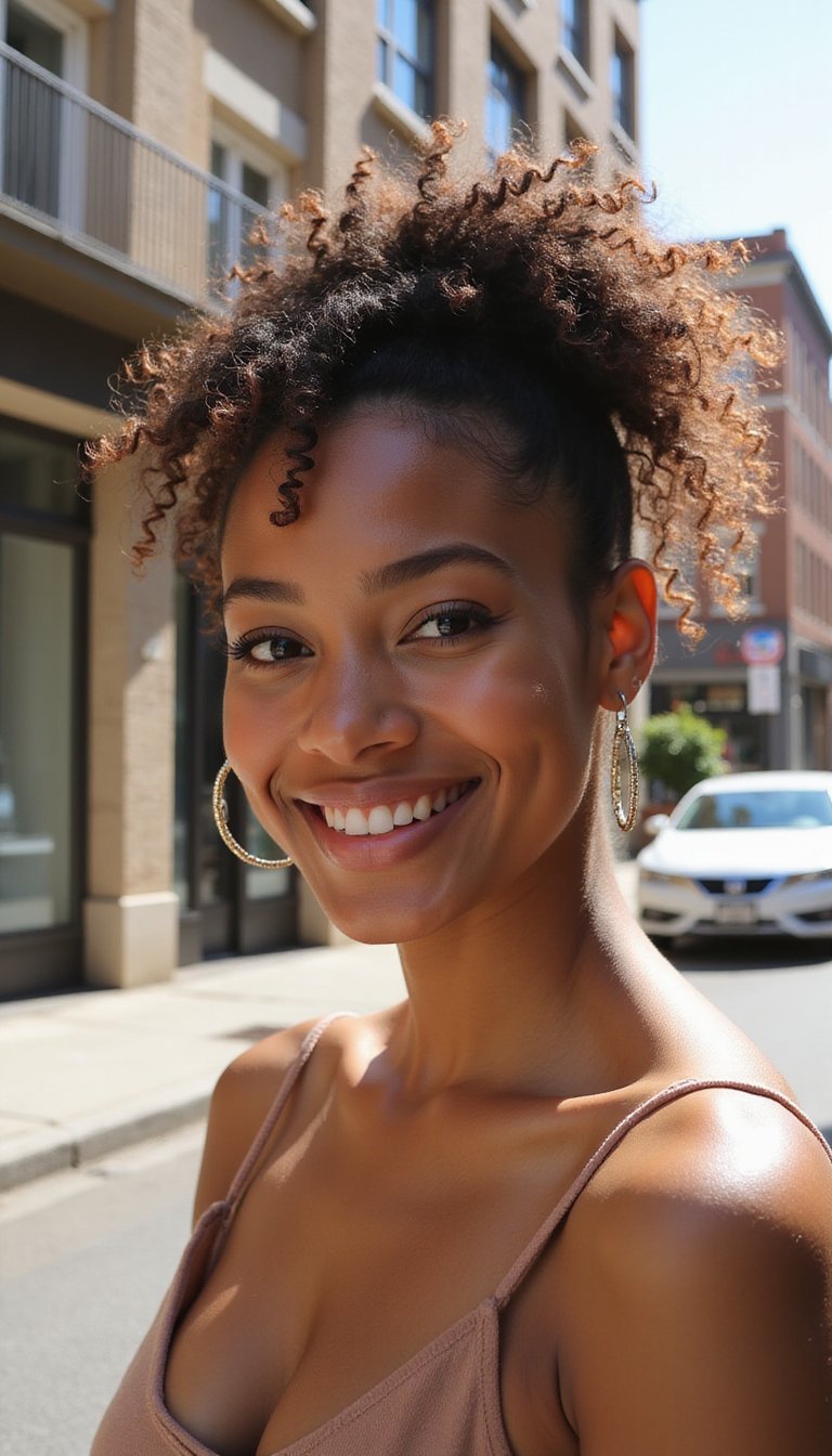 Curly High Puff Tamed With A Strong Claw
