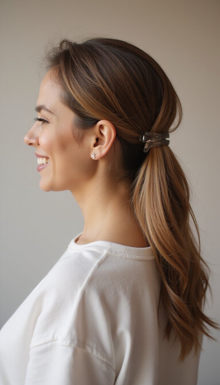 Neat Low Twist With A Clear Claw Clip Finish