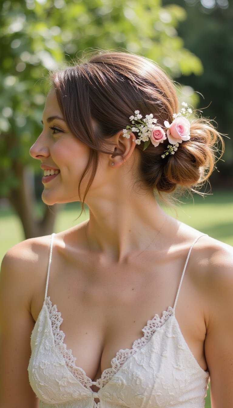 Summer Updo With Floral Claw Clip Touch