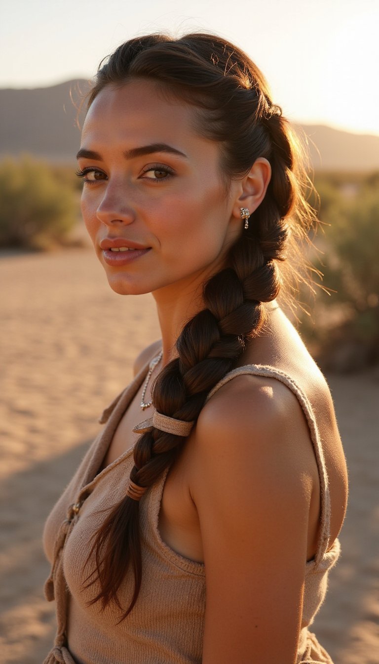 Boho Braided Pony With Wrapped Leather Detail