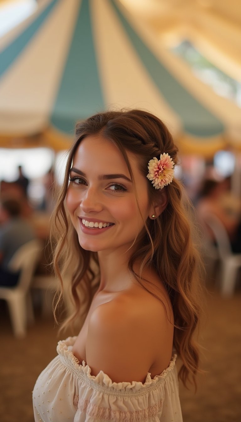 Face-Framing Twists With Floral Barrette Finish