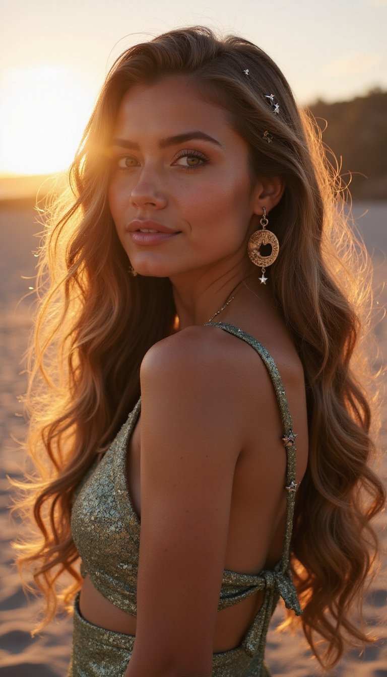 Mermaid Waves With Tiny Star And Moon Charms