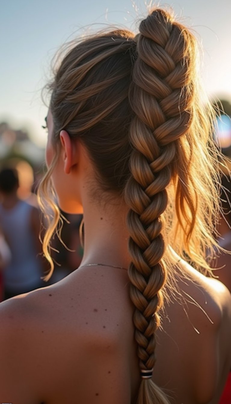 Sculpted Accent Braids With High Ponytail Finish