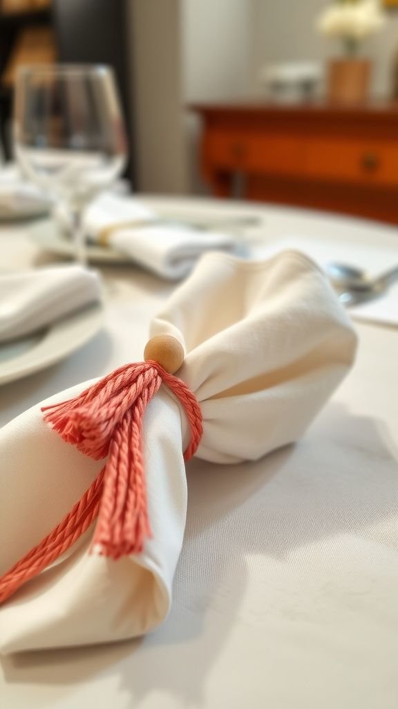 Napkin rings with mini tassels and beads