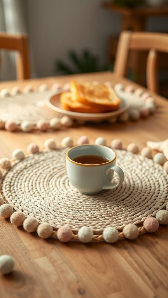 Pom pom placemats for cheery breakfast moments
