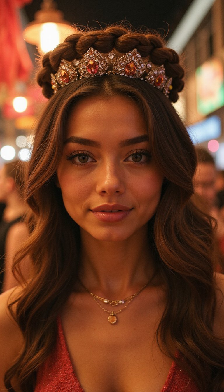 Braided Halo Crown Dotted With Tiny Gems