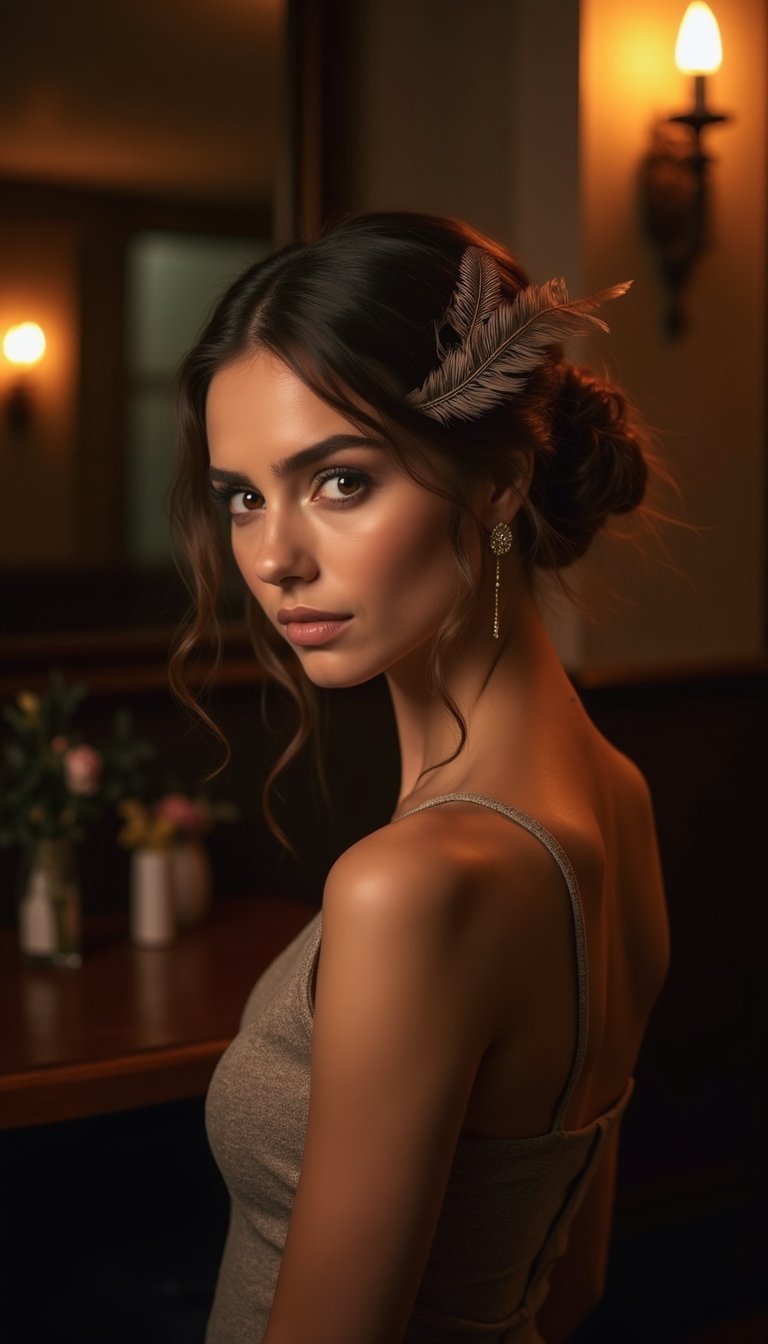 Dramatic Side Sweep With Feathered Comb Accent