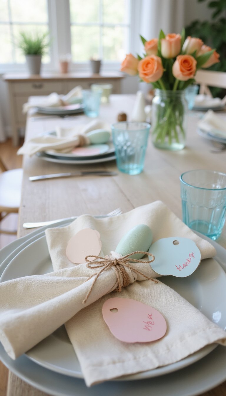 Hand-Stamped Egg Place Cards for Guests