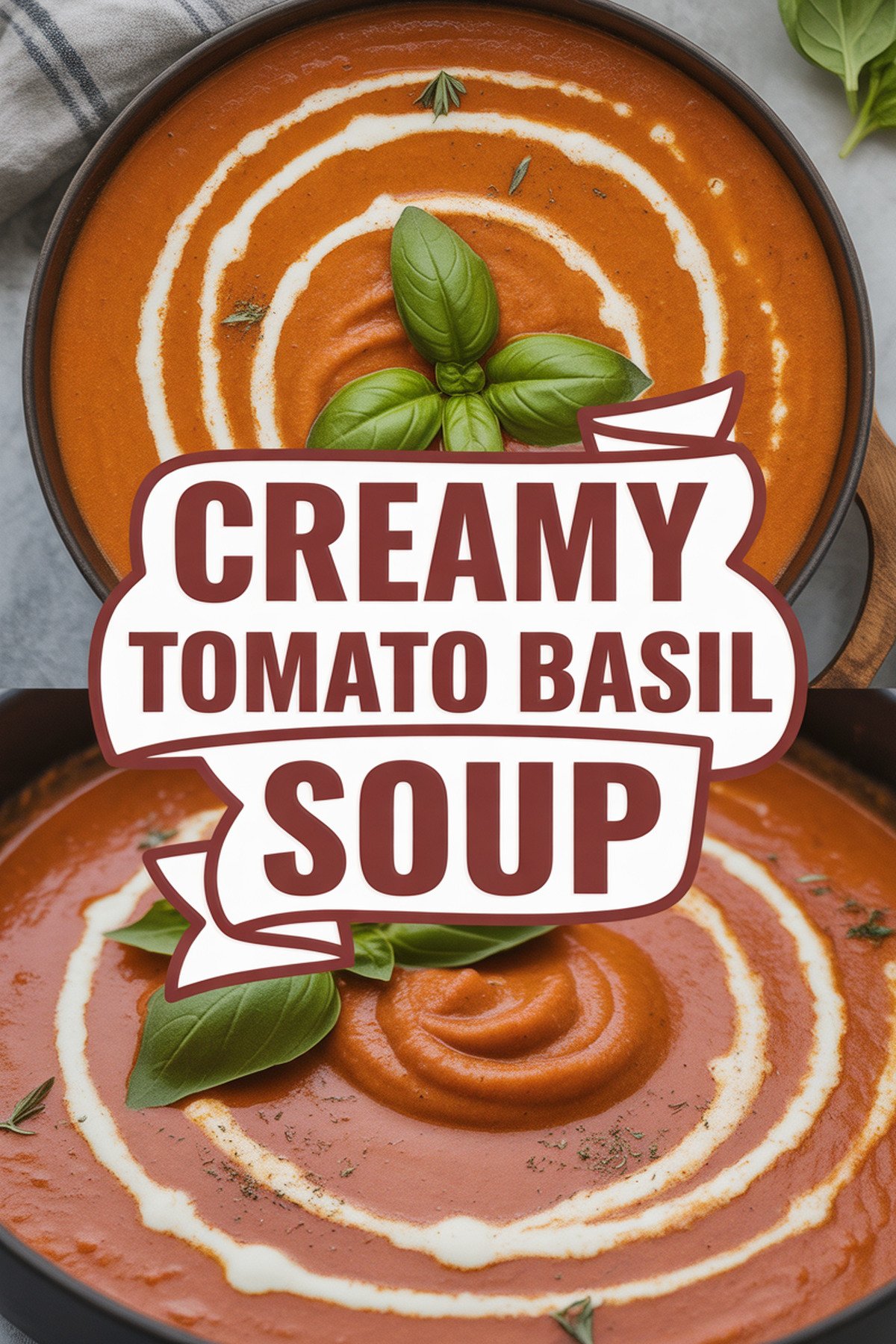 Creamy Tomato Basil Soup recipe idea in stylish layout