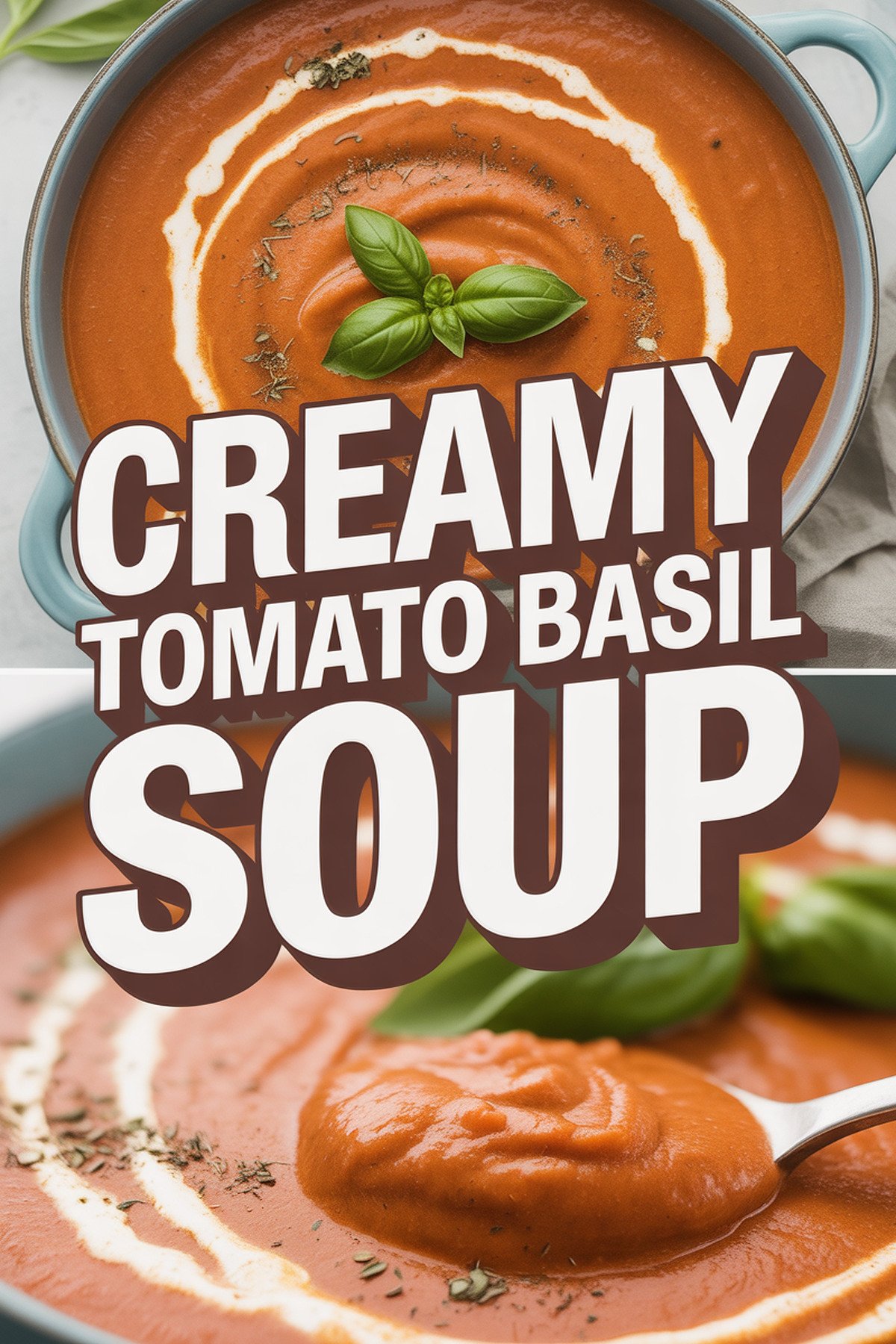 Creamy Tomato Basil Soup recipe idea in stylish layout