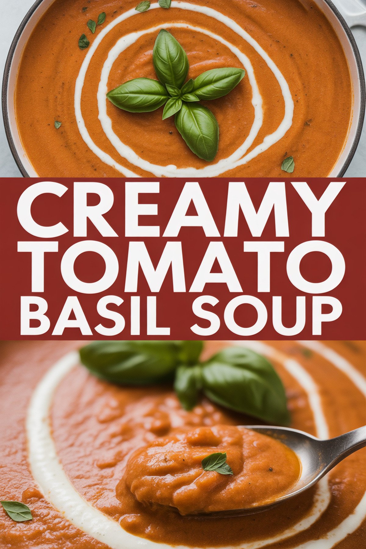 Creamy Tomato Basil Soup recipe idea in stylish layout