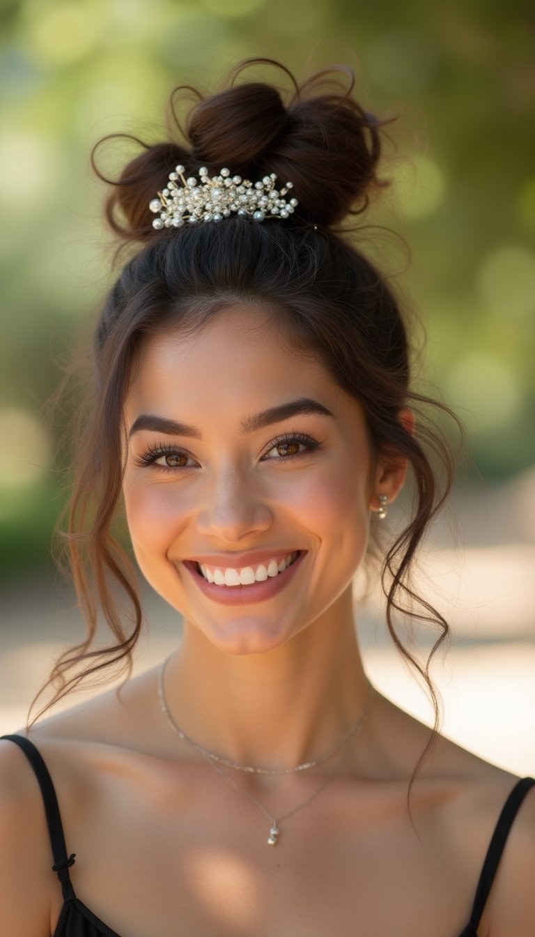 Messy Bun With Decorative Comb Fascinator