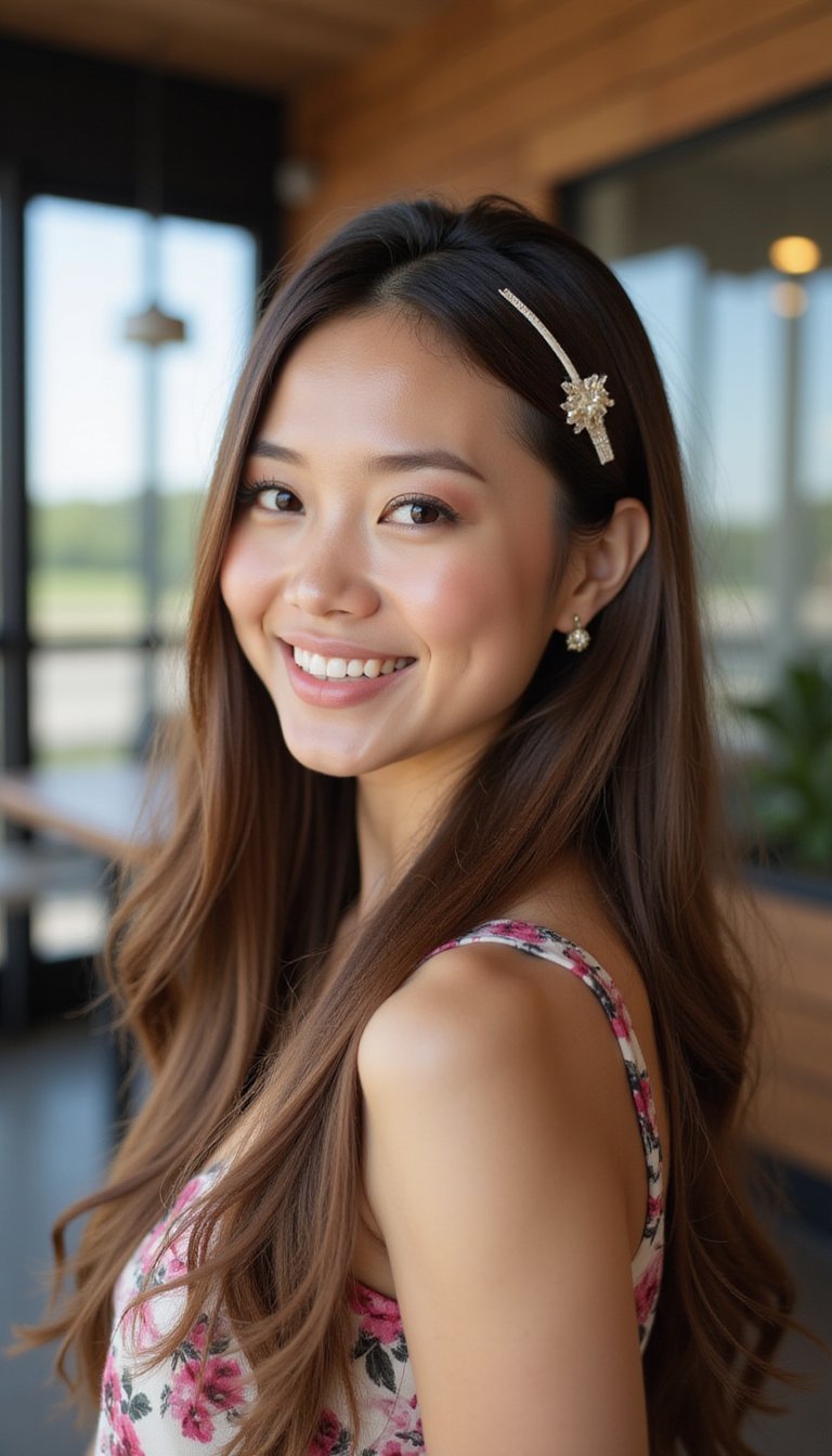 Sleek Straight Hair With Minimalist Fascinator Clip