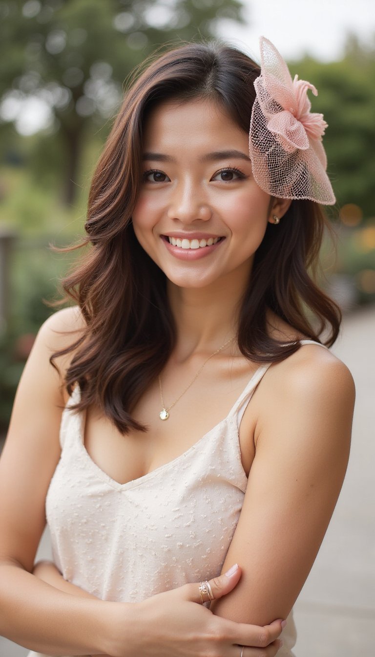 Textured Lob With Side Fascinator Pinning