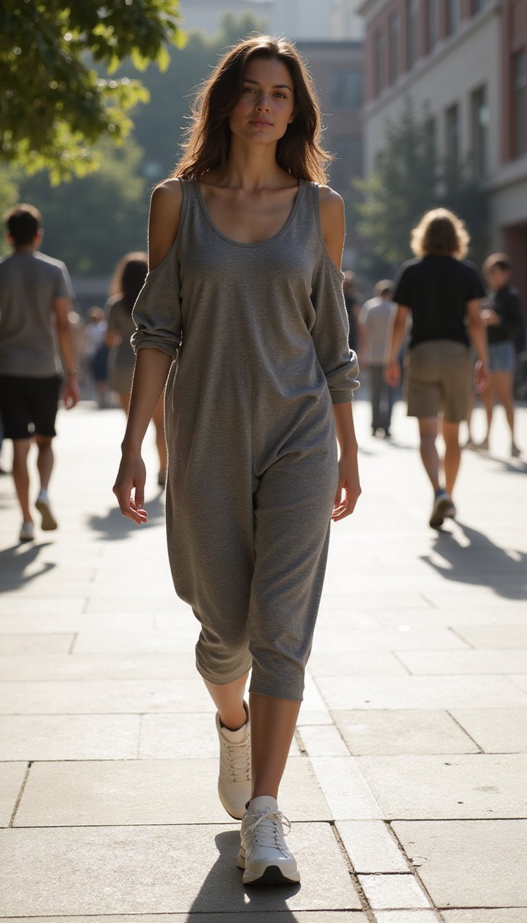 Lounge Dress with Chunky Sneakers