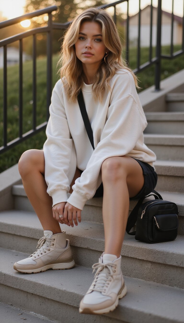Oversized Sweatshirt and Biker Shorts