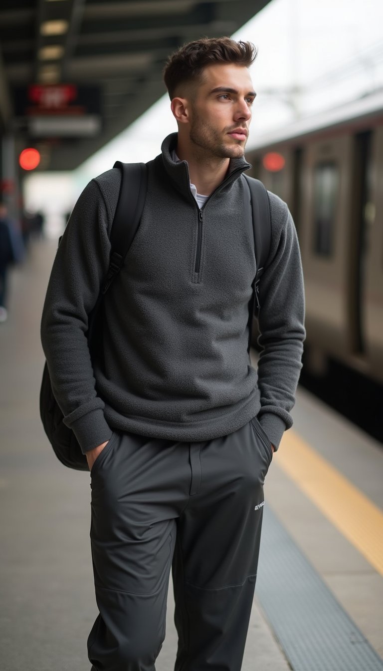 Quarter-Zip Pullover with Track Pants