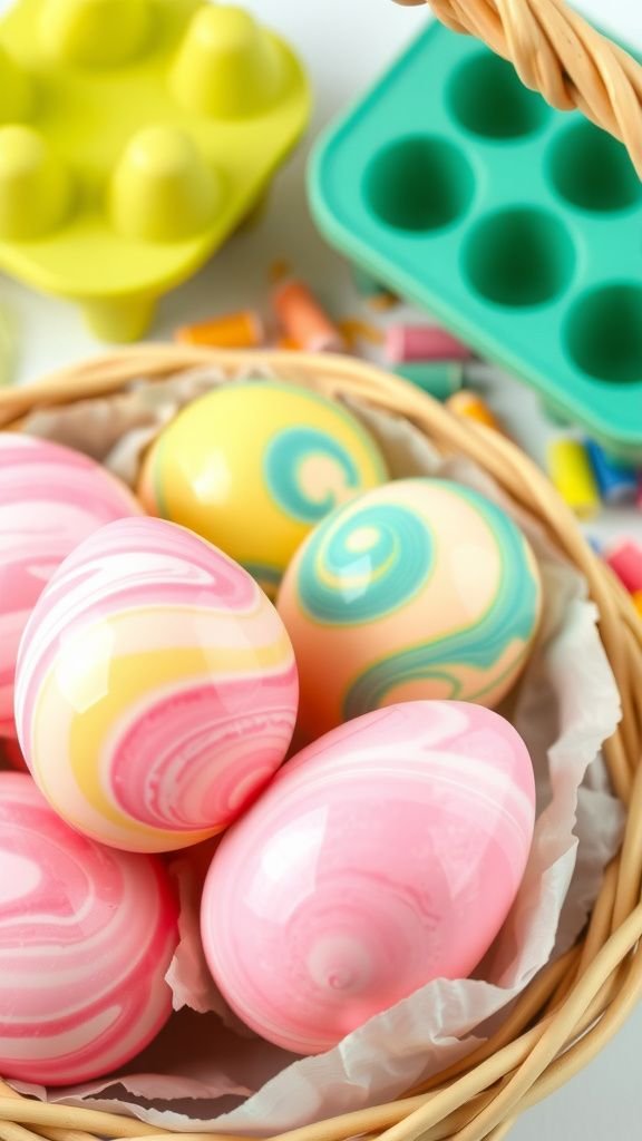 Swirled egg-shaped crayons with bright swirls