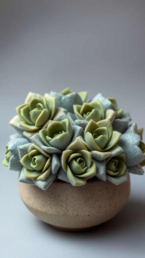 Wool succulent bouquet with sculptural leaves