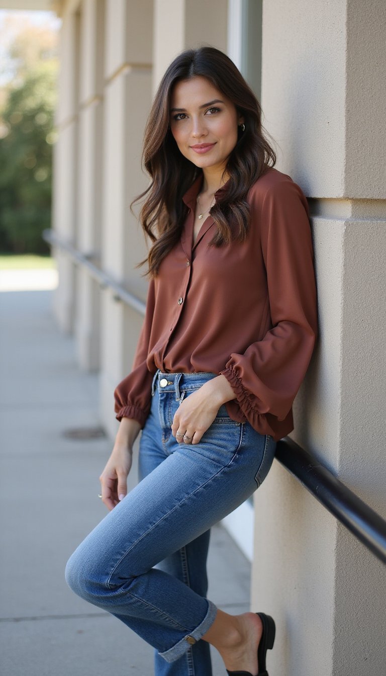 Statement Sleeves with Straight Jeans