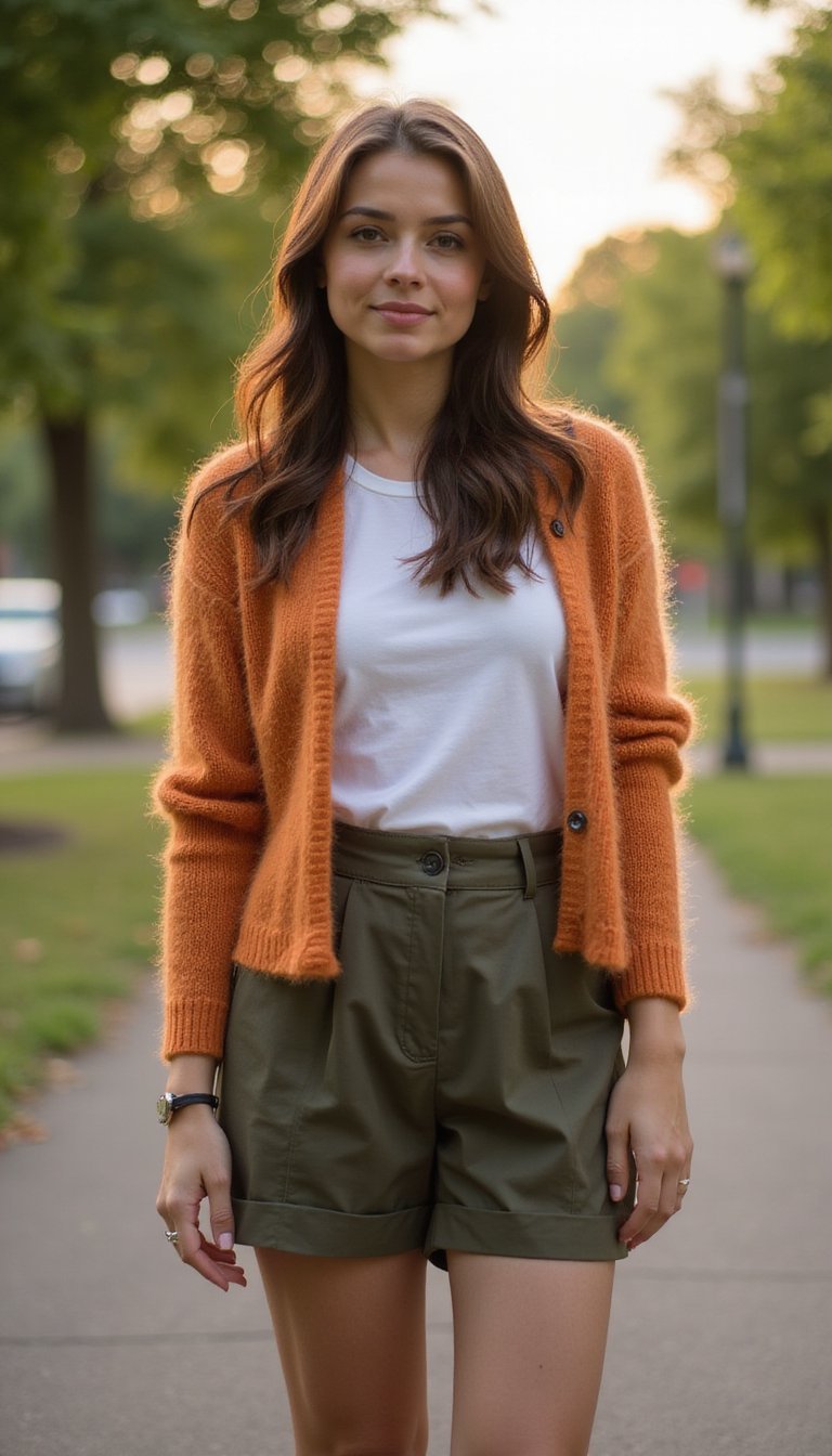 Cropped Cardigan and Highwaist Shorts