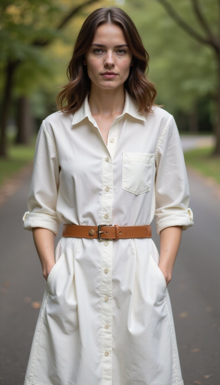 Layered Shirt Dress and Belt