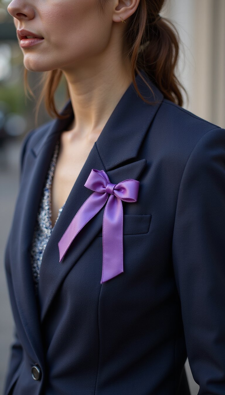 Tailored Suit with Ribbon Accessory