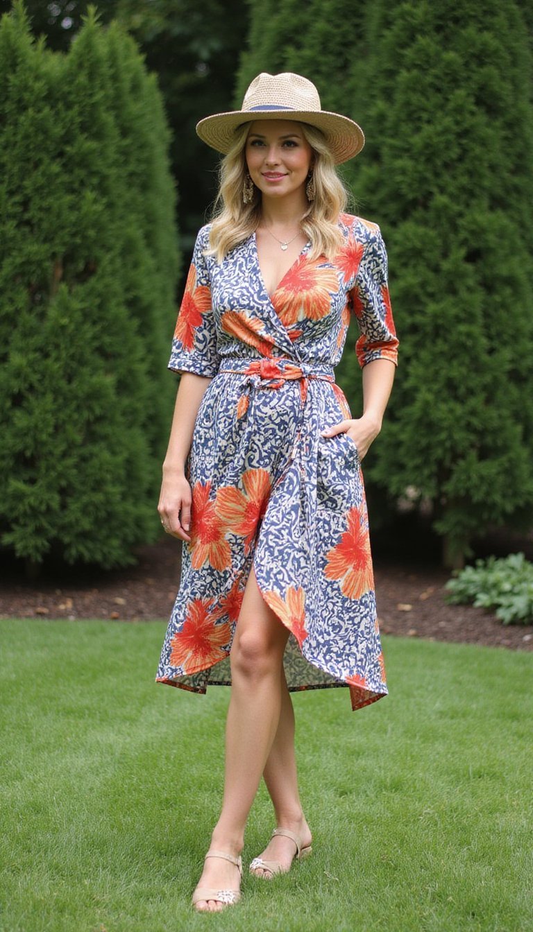 Bold Print Wrap Dress Combo