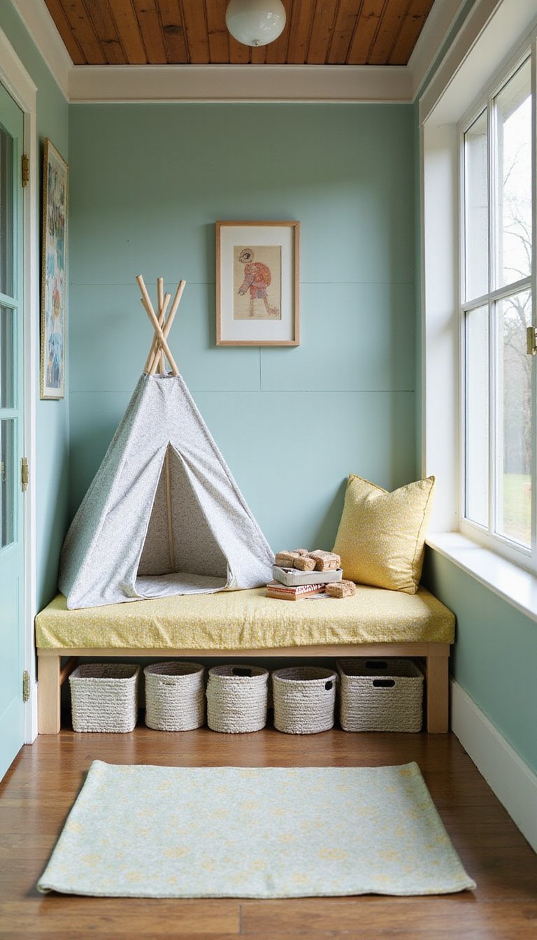Kids’ play nook with washable fabrics