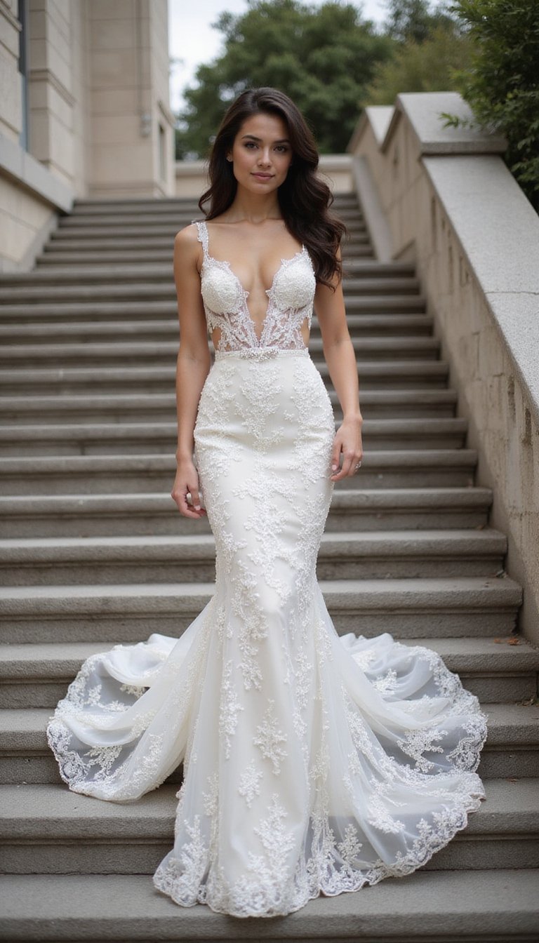 Illusion Mesh Mermaid Gown