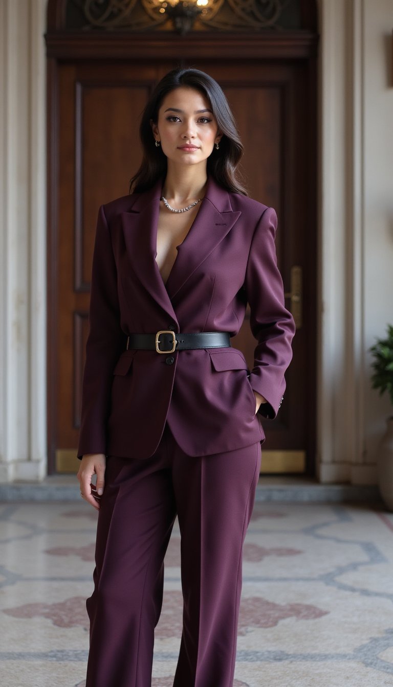 Monochrome Tailored Suit Ensemble