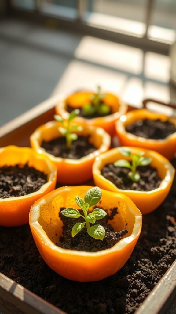 Citrus peel planters with a lively scent