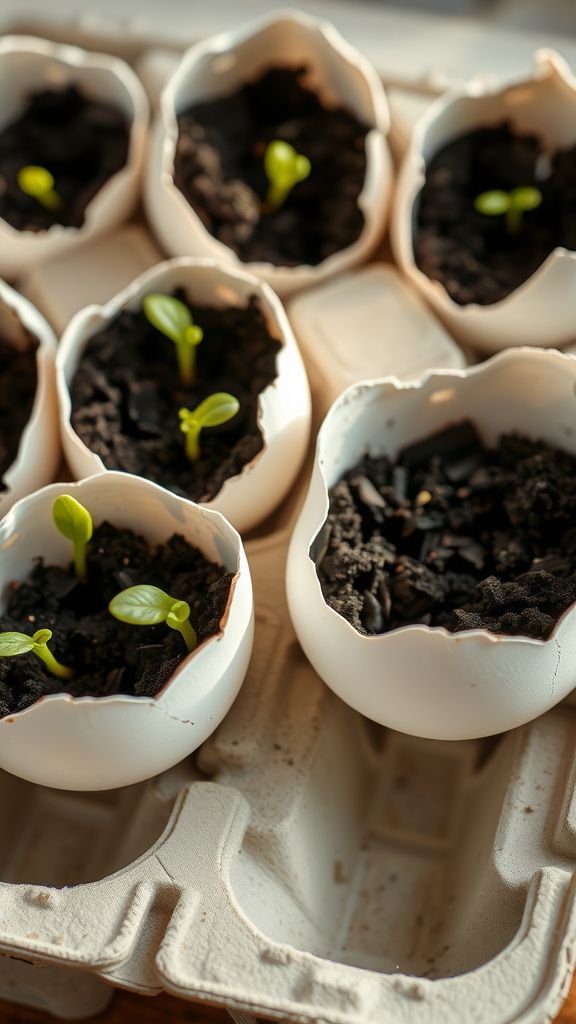 Eggshell halves for tiny delicate seedlings