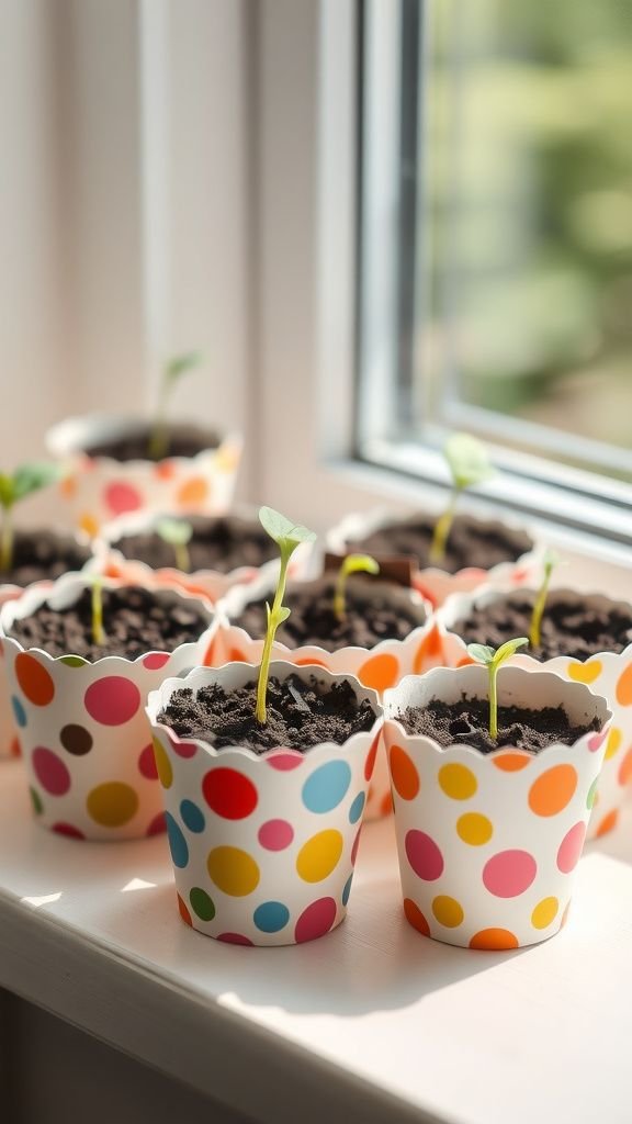 Paper cup starters with cheerful patterns