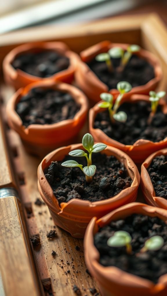 Terracotta shards as rustic little planters