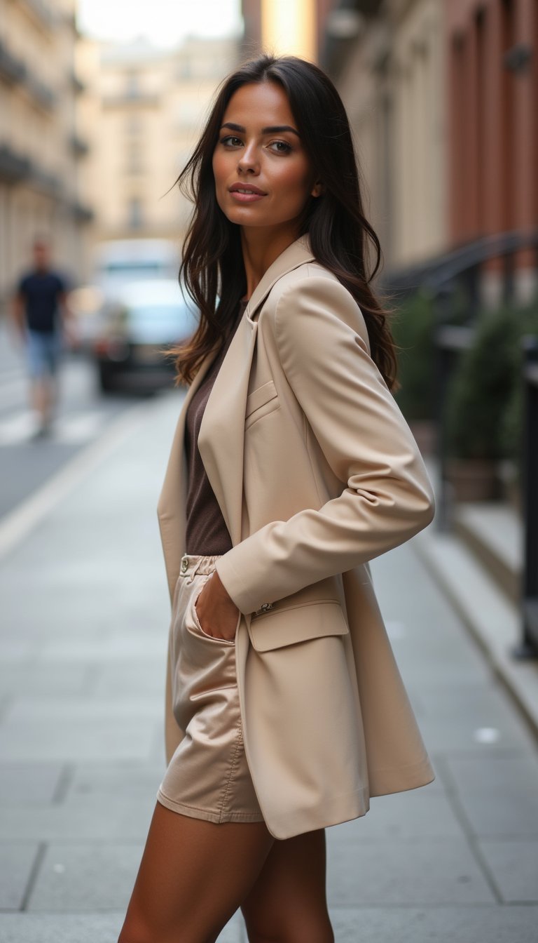 Chic Blazer over Slip Skirt